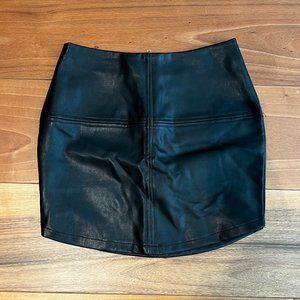 LULUS Black Vegan Leather Mini Skirt